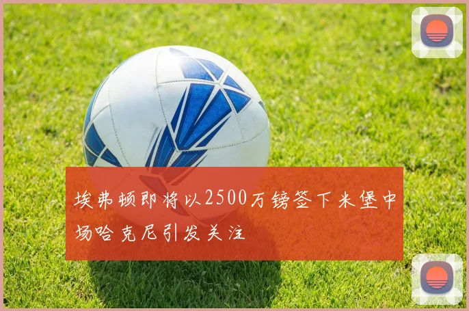 埃弗顿即将以2500万镑签下米堡中场哈克尼引发关注